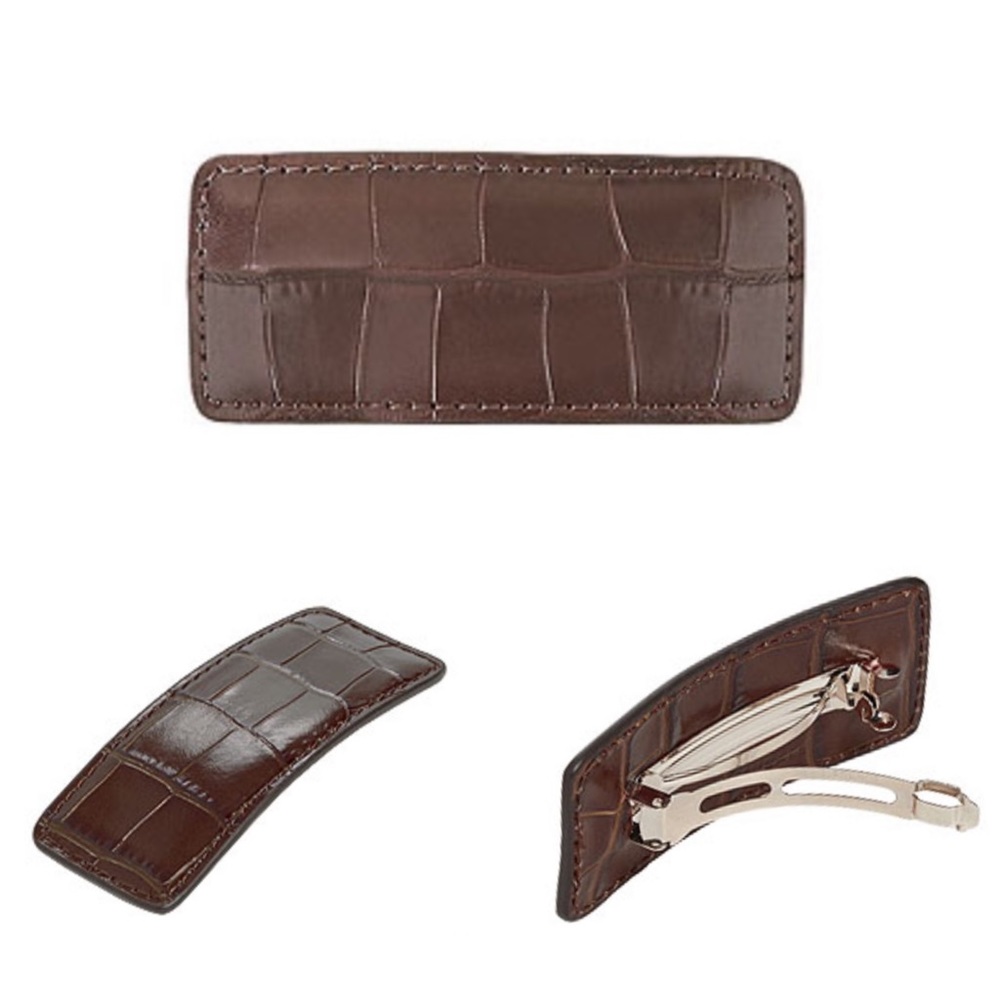 NIB! LOEFFLER RANDALL “Wren” Chocolate Leather Hair Barrette
